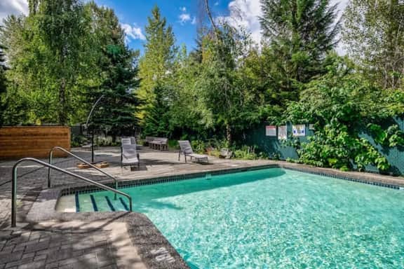 Spacious Creekside 2BR: Walk to Mtn. & Lake w/ Pool & Hot Tub